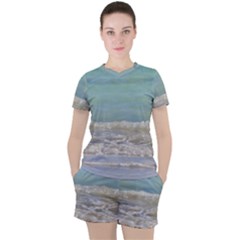 Minty Ocean Women s Tee And Shorts Set