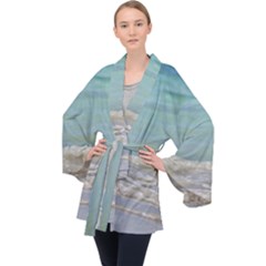 Minty Ocean Long Sleeve Velvet Kimono  by TheLazyPineapple