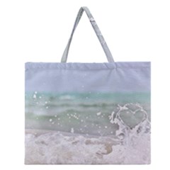 Ocean Heart Zipper Large Tote Bag by TheLazyPineapple