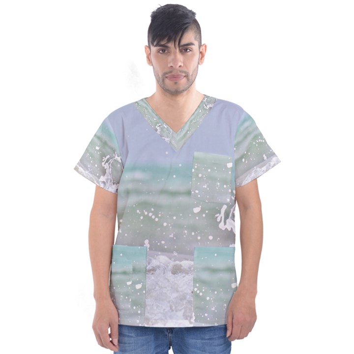 Ocean Heart Men s V-Neck Scrub Top