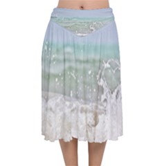 Ocean Heart Velvet Flared Midi Skirt