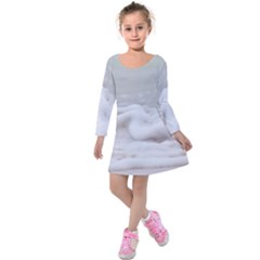 Ocean Seafoam Kids  Long Sleeve Velvet Dress