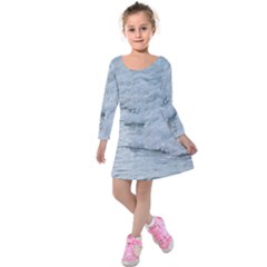 Ocean Waves Kids  Long Sleeve Velvet Dress