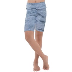 Ocean Waves Kids  Lightweight Velour Cropped Yoga Leggings by TheLazyPineapple