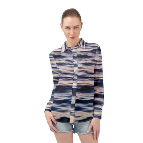 Ocean At Dusk Long Sleeve Chiffon Shirt by TheLazyPineapple