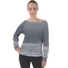 Stormy Seas Off Shoulder Long Sleeve Velour Top