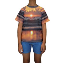 Ocean Sunrise Kids  Short Sleeve Swimwear by TheLazyPineapple