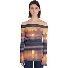 Ocean Sunrise Off Shoulder Long Sleeve Top by TheLazyPineapple