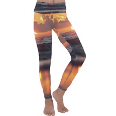 Ocean Sunrise Kids  Lightweight Velour Classic Yoga Leggings by TheLazyPineapple