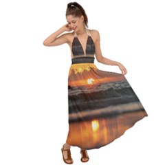 Ocean Sunrise Backless Maxi Beach Dress by TheLazyPineapple