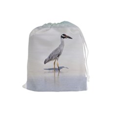 Beach Heron Bird Drawstring Pouch (large) by TheLazyPineapple