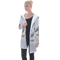 Beach Heron Bird Longline Hooded Cardigan by TheLazyPineapple