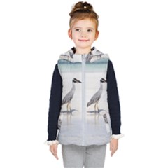 Beach Heron Bird Kids  Hooded Puffer Vest