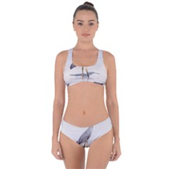 Beach Heron Bird Criss Cross Bikini Set by TheLazyPineapple