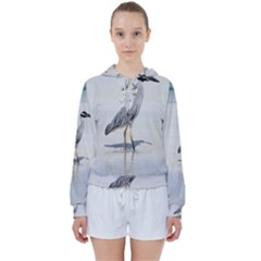 Beach Heron Bird Women s Tie Up Sweat by TheLazyPineapple