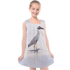 Beach Heron Bird Kids  Cross Back Dress by TheLazyPineapple