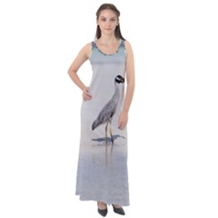 Beach Heron Bird Sleeveless Velour Maxi Dress by TheLazyPineapple