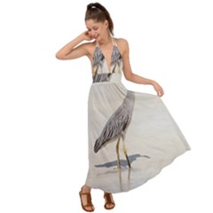 Beach Heron Bird Backless Maxi Beach Dress by TheLazyPineapple