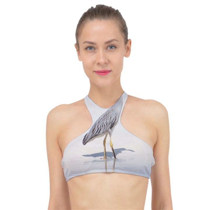 Beach Heron Bird High Neck Bikini Top