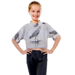 Beach Heron Bird Kids Mock Neck Tee