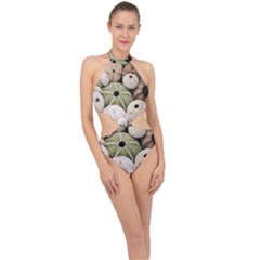 Sea Urchins Halter Side Cut Swimsuit by TheLazyPineapple