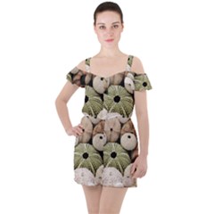 Sea Urchins Ruffle Cut Out Chiffon Playsuit by TheLazyPineapple