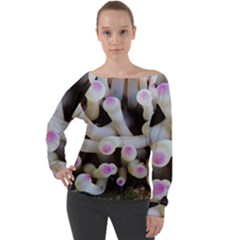 Sea Anemone Off Shoulder Long Sleeve Velour Top by TheLazyPineapple