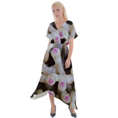 Sea Anemone Cross Front Sharkbite Hem Maxi Dress