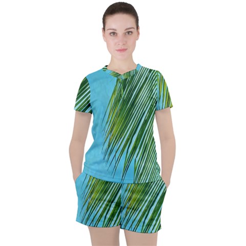 Tropical Palm Women s Tee And Shorts Set by TheLazyPineapple