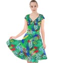 Flowers 50 1 Cap Sleeve Front Wrap Midi Dress View1