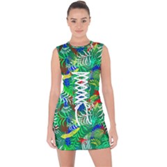 Flowers 50 1 Lace Up Front Bodycon Dress by ArtworkByPatrick