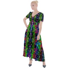 Abstract-r-8 Button Up Short Sleeve Maxi Dress