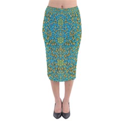 Sun In  The Soft Rainfall Nature Is Blooming Velvet Midi Pencil Skirt by pepitasart