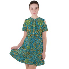 Sun In  The Soft Rainfall Nature Is Blooming Short Sleeve Shoulder Cut Out Dress  by pepitasart