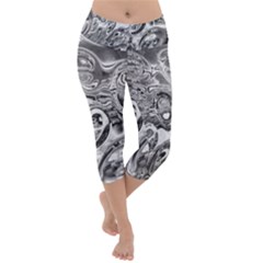 Pebbels In The Pond Lightweight Velour Capri Yoga Leggings by ScottFreeArt