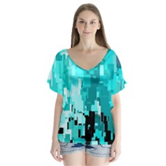 469823231 Glitch48 V-neck Flutter Sleeve Top by ScottFreeArt