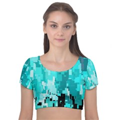 469823231 Glitch48 Velvet Short Sleeve Crop Top  by ScottFreeArt