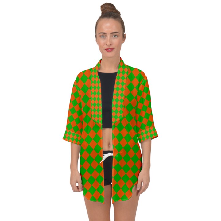 Generated Glitch20 Open Front Chiffon Kimono