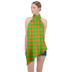 Generated Glitch20 Halter Asymmetric Satin Top by ScottFreeArt