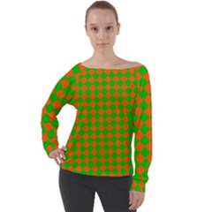 Generated Glitch20 Off Shoulder Long Sleeve Velour Top by ScottFreeArt