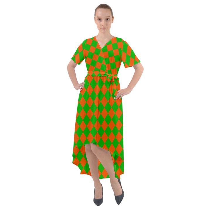 Generated Glitch20 Front Wrap High Low Dress