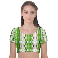 Cocoon Print Velvet Short Sleeve Crop Top  by ScottFreeArt