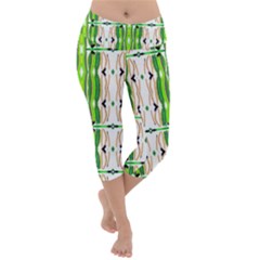 Cocoon Print Lightweight Velour Capri Yoga Leggings by ScottFreeArt