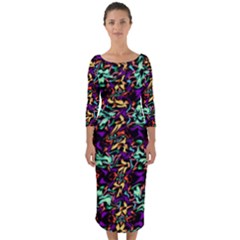 Abstract-r-9 Quarter Sleeve Midi Bodycon Dress by ArtworkByPatrick