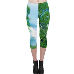 Airbrushed Sky Capri Leggings  by Fractalsandkaleidoscopes