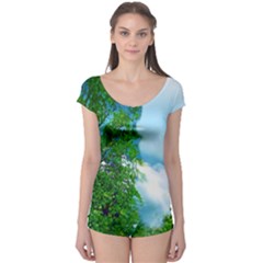 Airbrushed Sky Boyleg Leotard  by Fractalsandkaleidoscopes