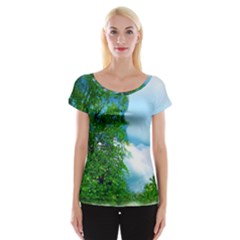 Airbrushed Sky Cap Sleeve Top by Fractalsandkaleidoscopes