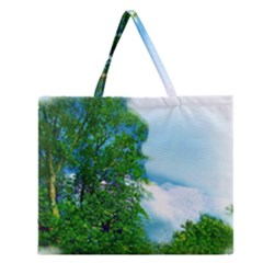 Airbrushed Sky Zipper Large Tote Bag by Fractalsandkaleidoscopes