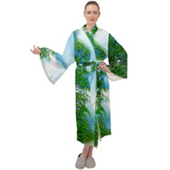 Airbrushed Sky Maxi Velour Kimono by Fractalsandkaleidoscopes