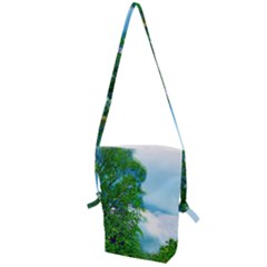 Airbrushed Sky Folding Shoulder Bag by Fractalsandkaleidoscopes